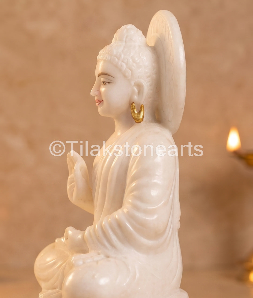 Buddha 9" Vietnam Pure White Marble Idol