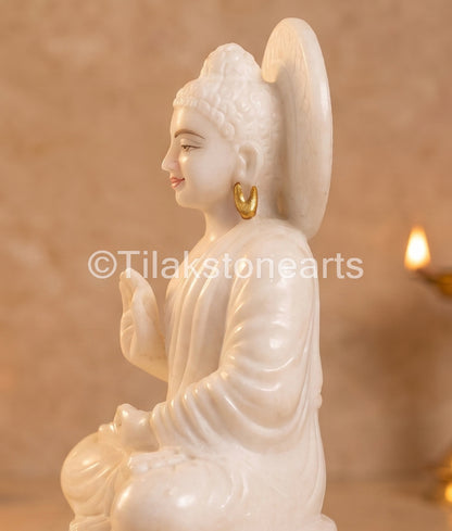 Buddha 9" Vietnam Pure White Marble Idol