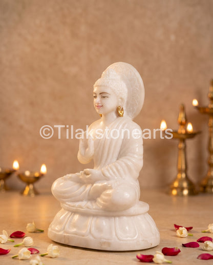 Buddha 9" Vietnam Pure White Marble Idol