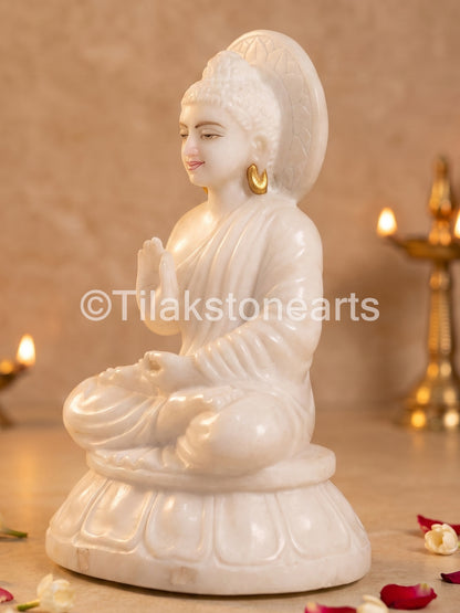 Buddha 9" Vietnam Pure White Marble Idol