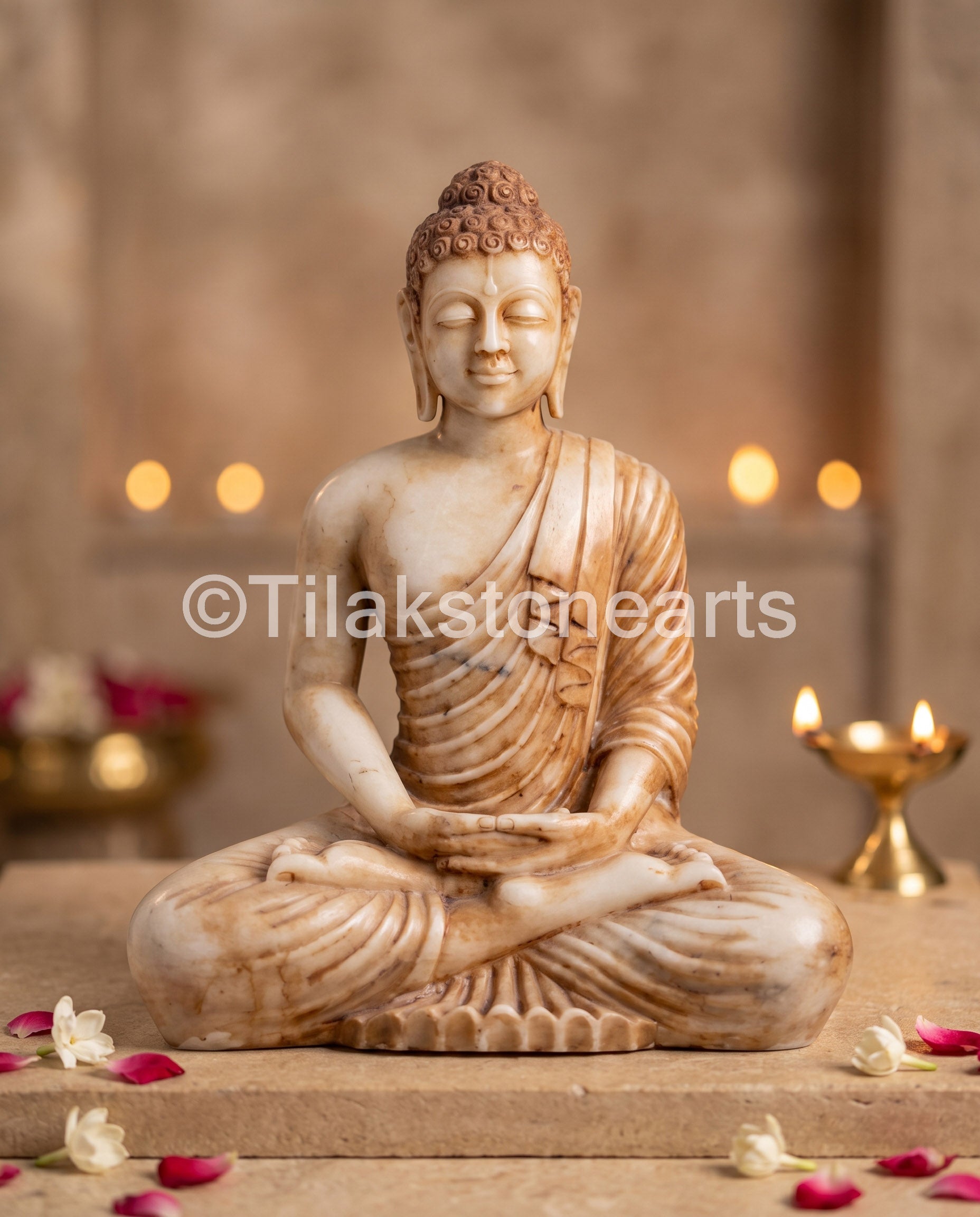 Antique Buddha Idol 20" Antique Marble Stone