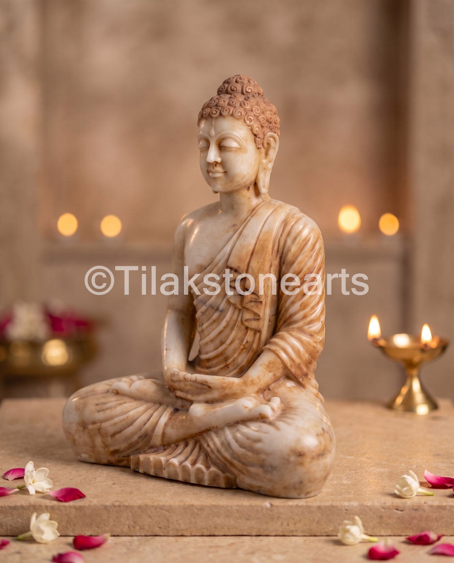 Antique Buddha Idol 20" Antique Marble Stone
