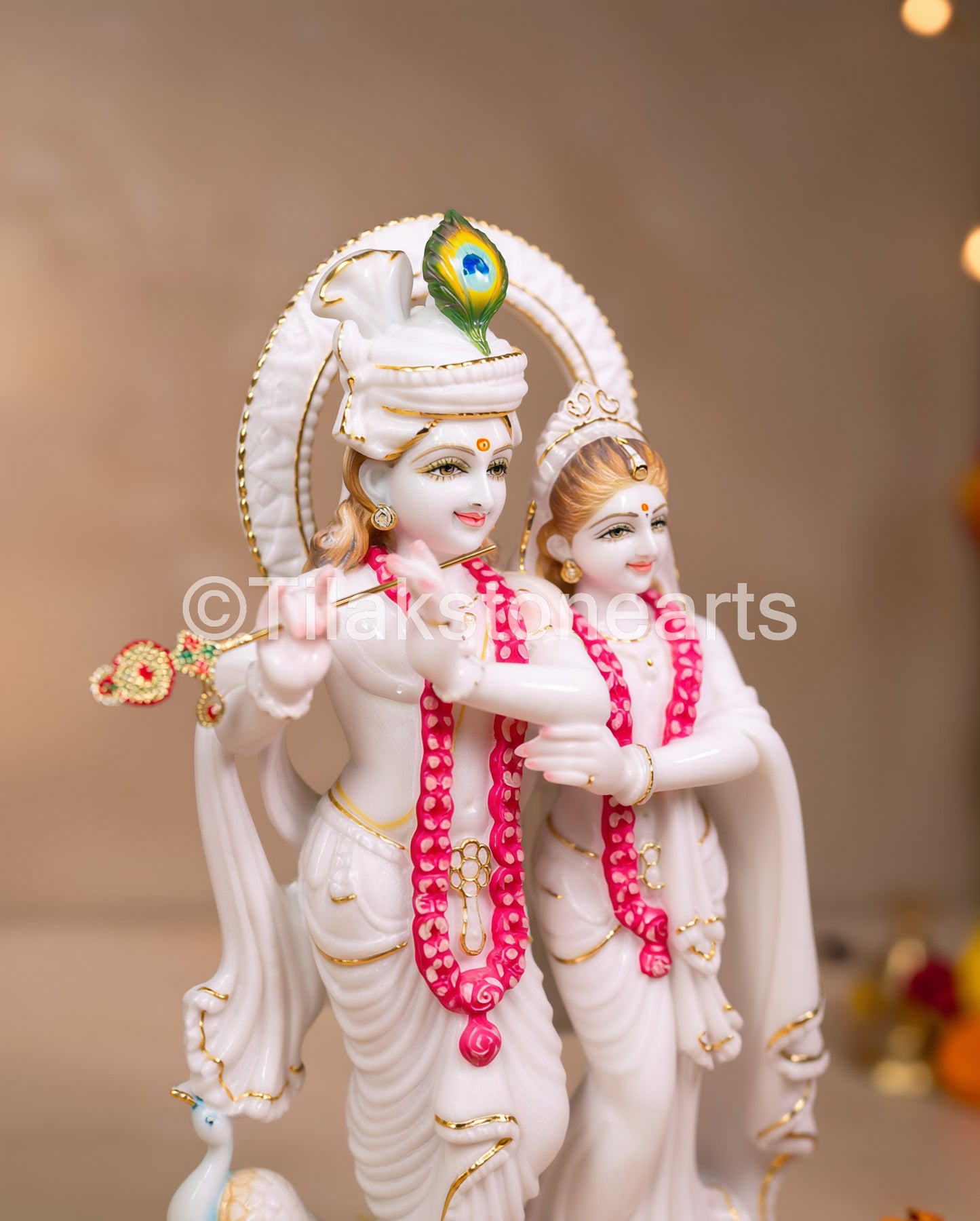 Radha Krishna Jugal Jodi 18" Vietnam Pure White Marble Idol