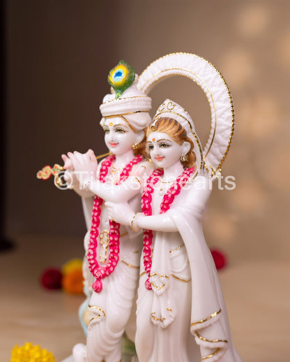 Radha Krishna Jugal Jodi 18" Vietnam Pure White Marble Idol