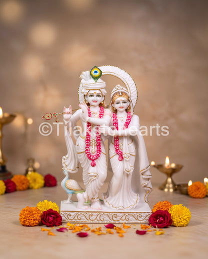 Radha Krishna Jugal Jodi 18" Vietnam Pure White Marble Idol