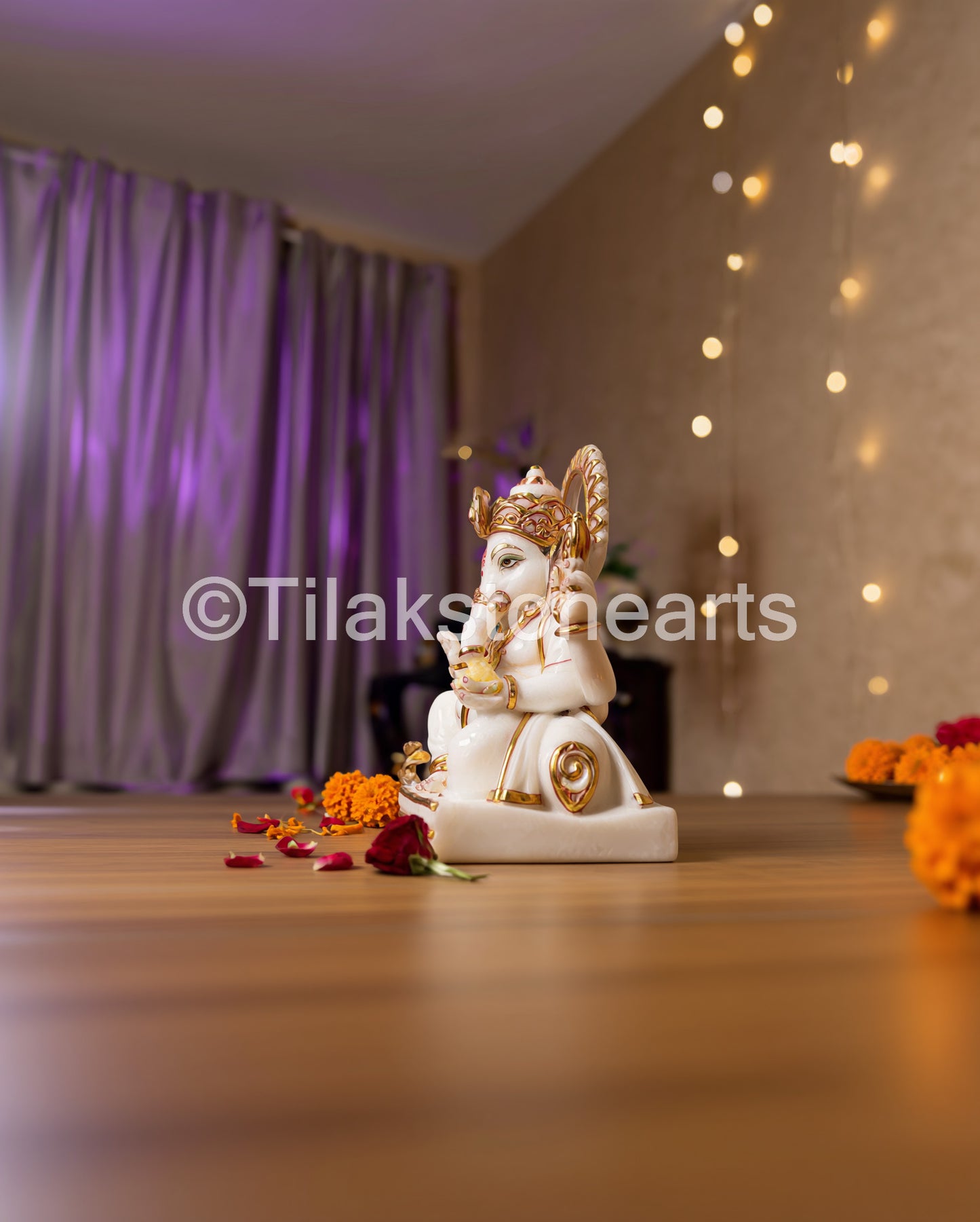 Lord Ganpati Ganesha 9" Vietnam Pure White Marble Idol