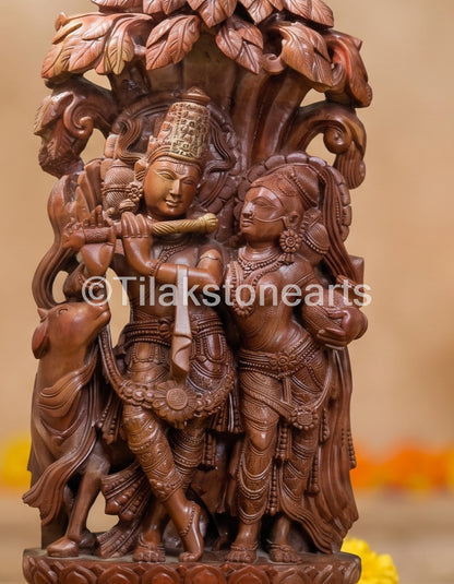 The Divine Radha Krishna Jugal Jodi 15” Natural Oakwood Stone