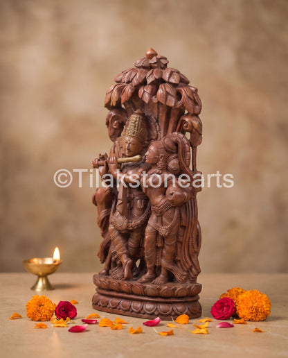 The Divine Radha Krishna Jugal Jodi 15” Natural Oakwood Stone