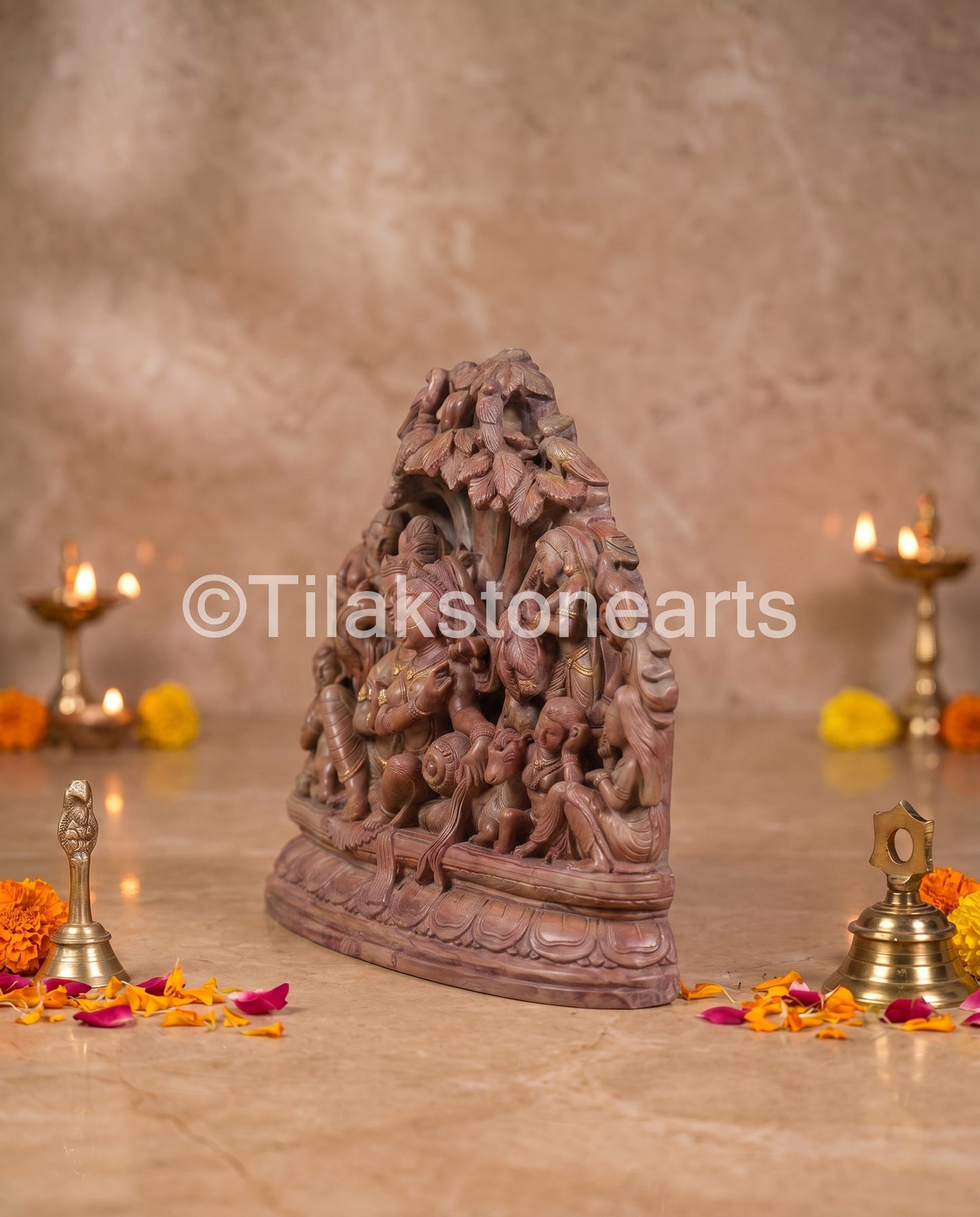 The Divine Radha Krishna Jugal Jodi 12” Natural Oakwood Stone