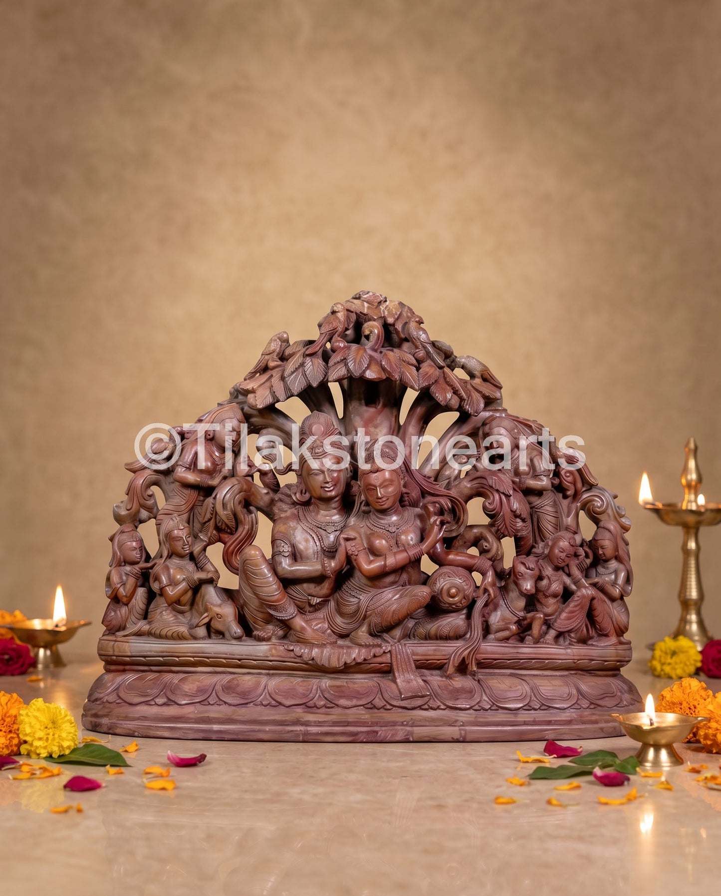 The Divine Radha Krishna Jugal Jodi 12” Natural Oakwood Stone