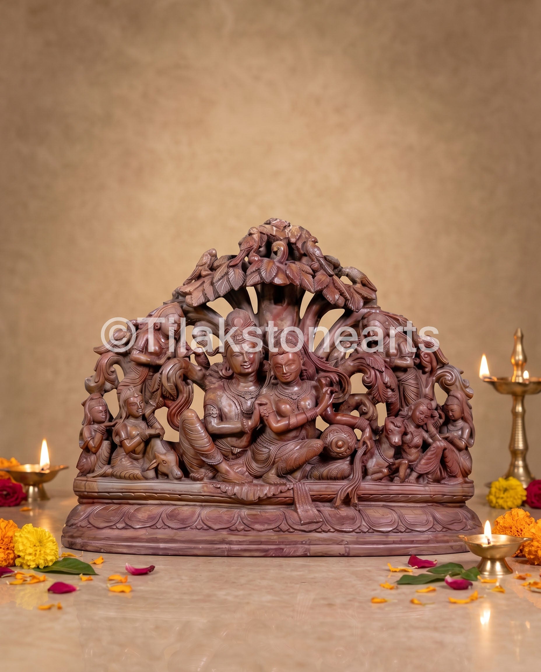 The Divine Radha Krishna Jugal Jodi 12” Natural Oakwood Stone