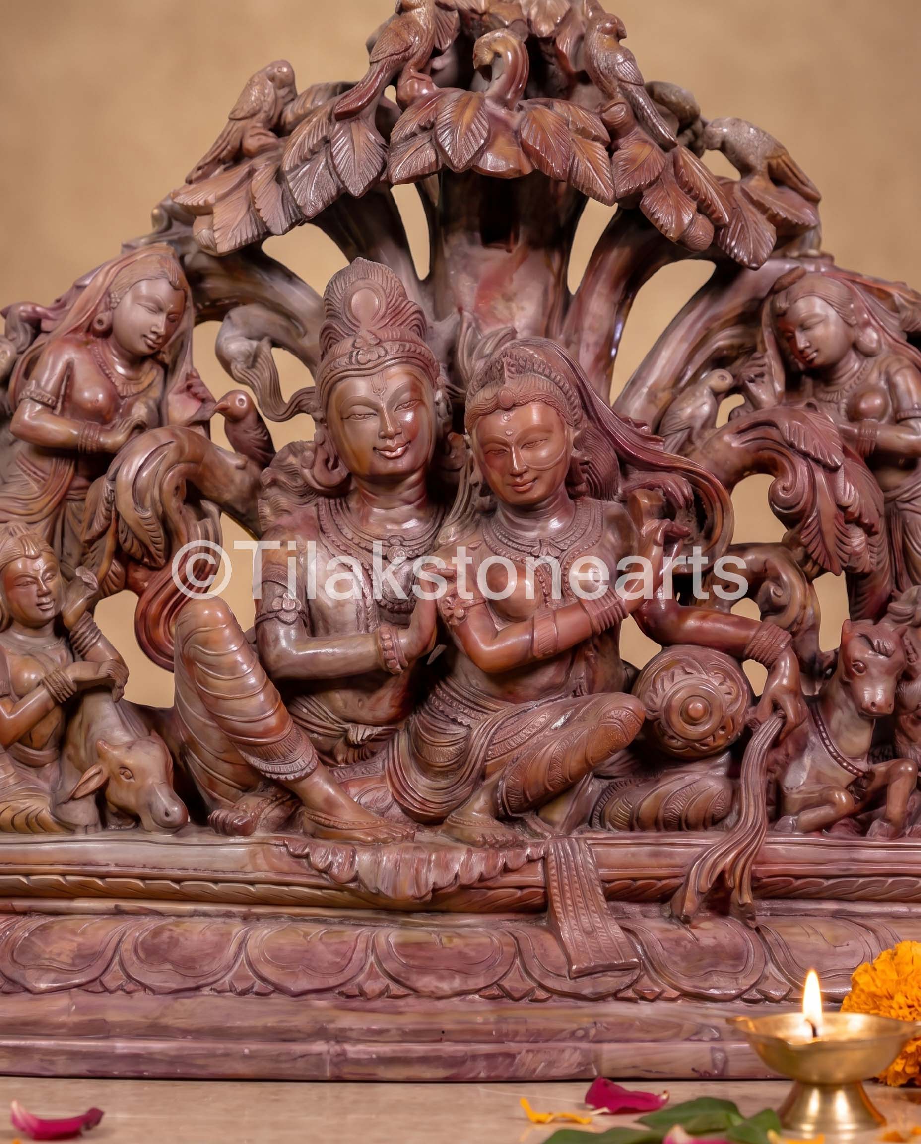 The Divine Radha Krishna Jugal Jodi 12” Natural Oakwood Stone