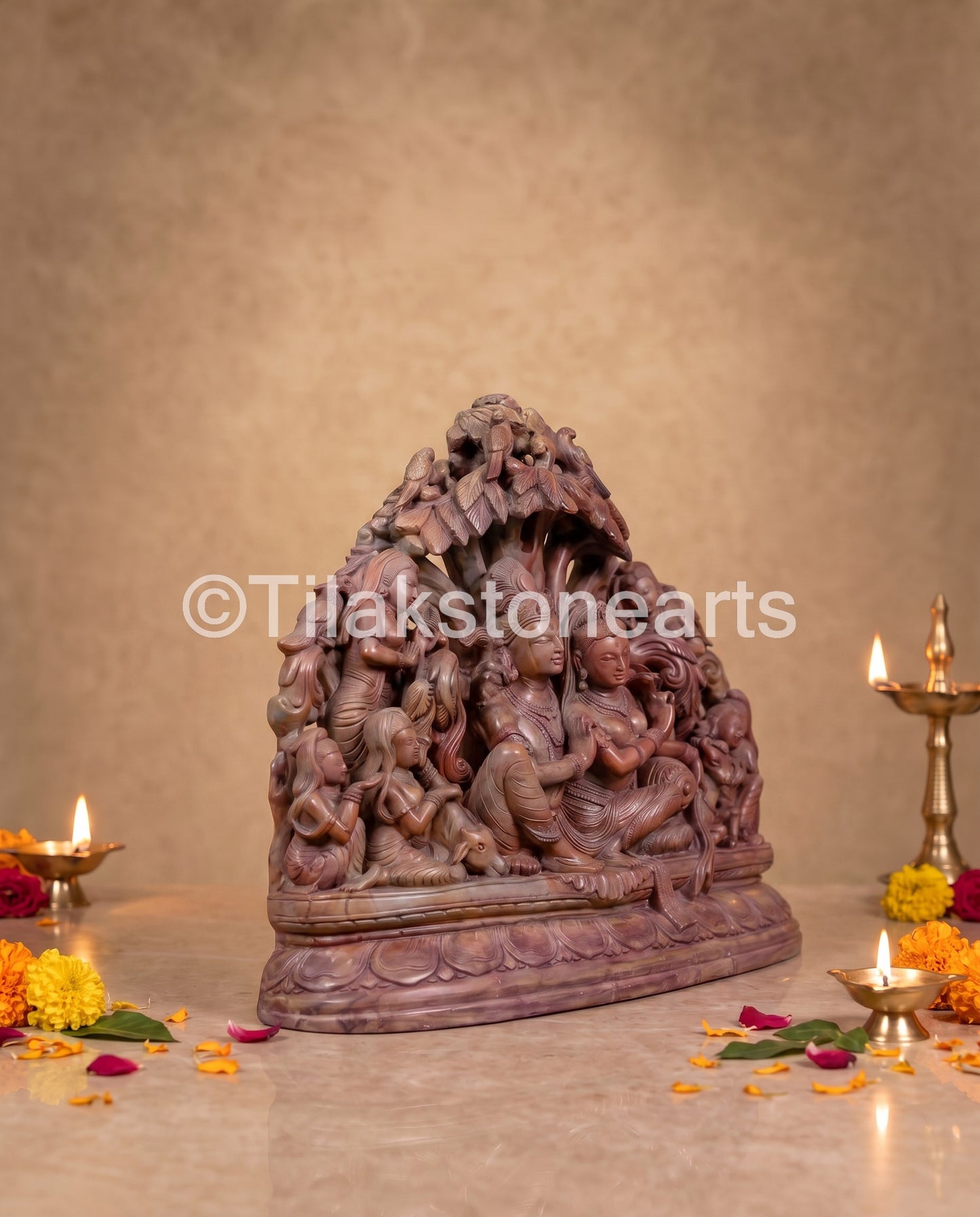 The Divine Radha Krishna Jugal Jodi 12” Natural Oakwood Stone