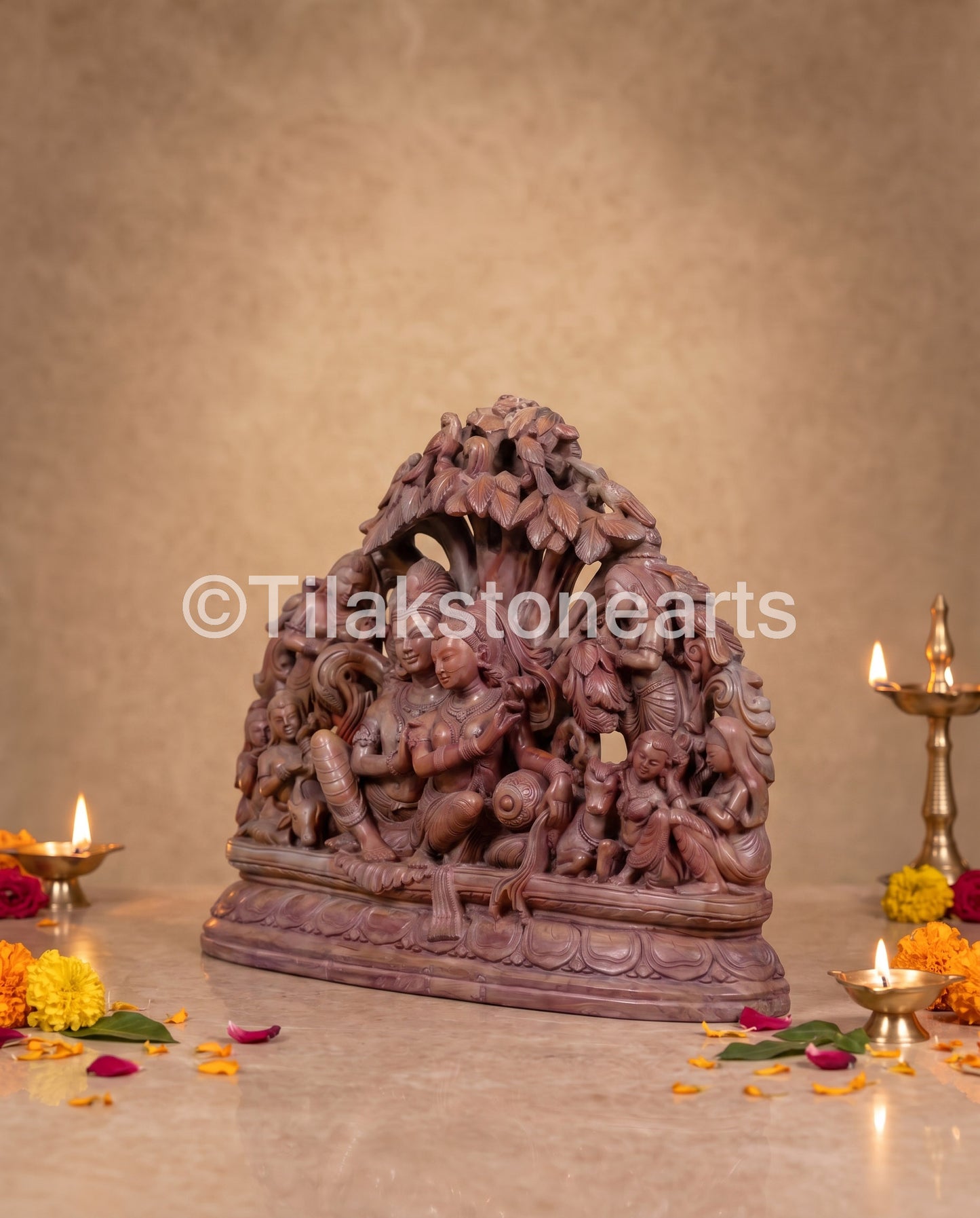 The Divine Radha Krishna Jugal Jodi 12” Natural Oakwood Stone
