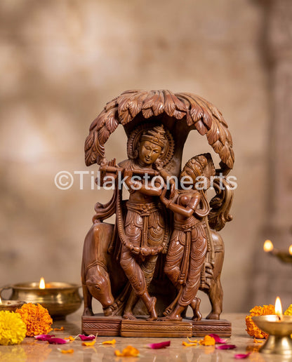 The Divine Leela Radha Krishna Jugal Jodi 9” Natural Oakwood Stone