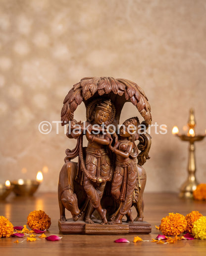 The Divine Leela Radha Krishna Jugal Jodi 9” Natural Oakwood Stone