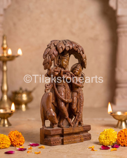 The Divine Leela Radha Krishna Jugal Jodi 9” Natural Oakwood Stone