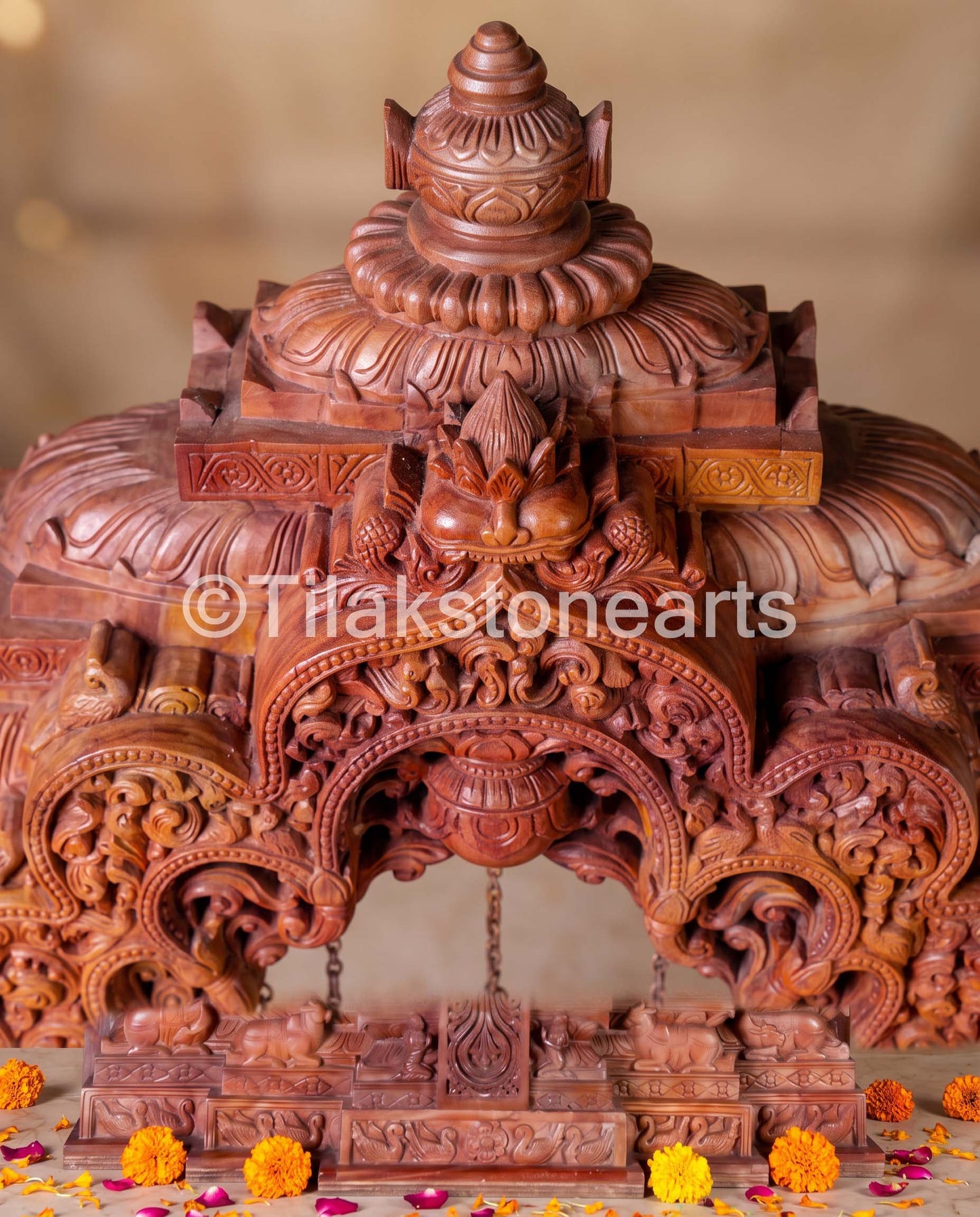 Antarang Jhula Radha Krishna 30" Pure Natural Oakwood Stone Idol
