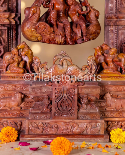 Antarang Jhula Radha Krishna 30" Pure Natural Oakwood Stone Idol
