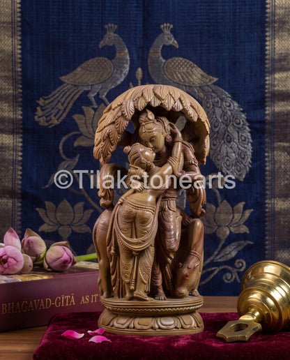 The Divine Radha Krishna Jodi 9" Pure Natural Oakwood Stone Idol