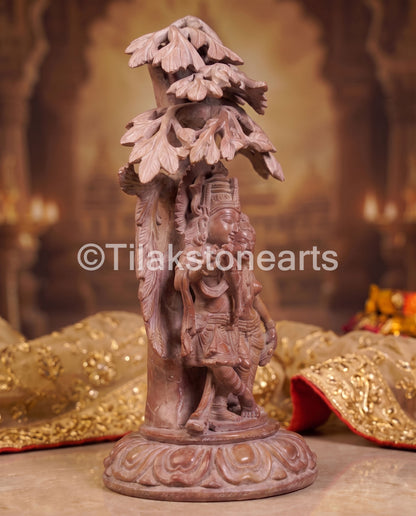 The Divine Radha Krishna Jodi 12" Pure Natural Oakwood Stone Idol
