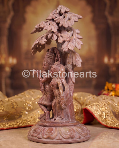 The Divine Radha Krishna Jodi 12" Pure Natural Oakwood Stone Idol