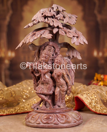 The Divine Radha Krishna Jodi 12" Pure Natural Oakwood Stone Idol