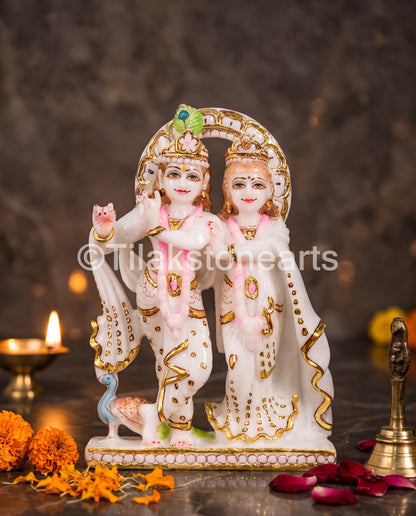 Serene Radha Krishna Jugal Jodi 9" Vietnam Pure White Marble Idol