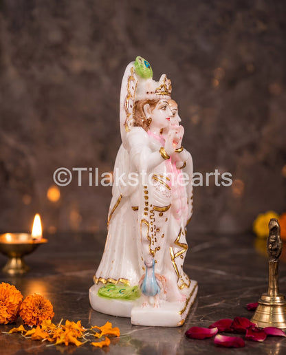 Serene Radha Krishna Jugal Jodi 9" Vietnam Pure White Marble Idol