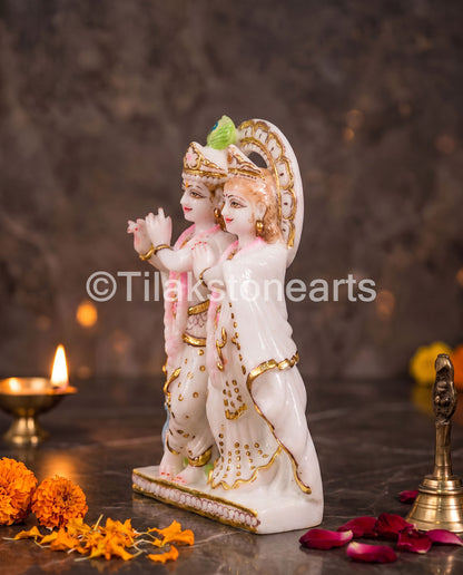 Serene Radha Krishna Jugal Jodi 9" Vietnam Pure White Marble Idol