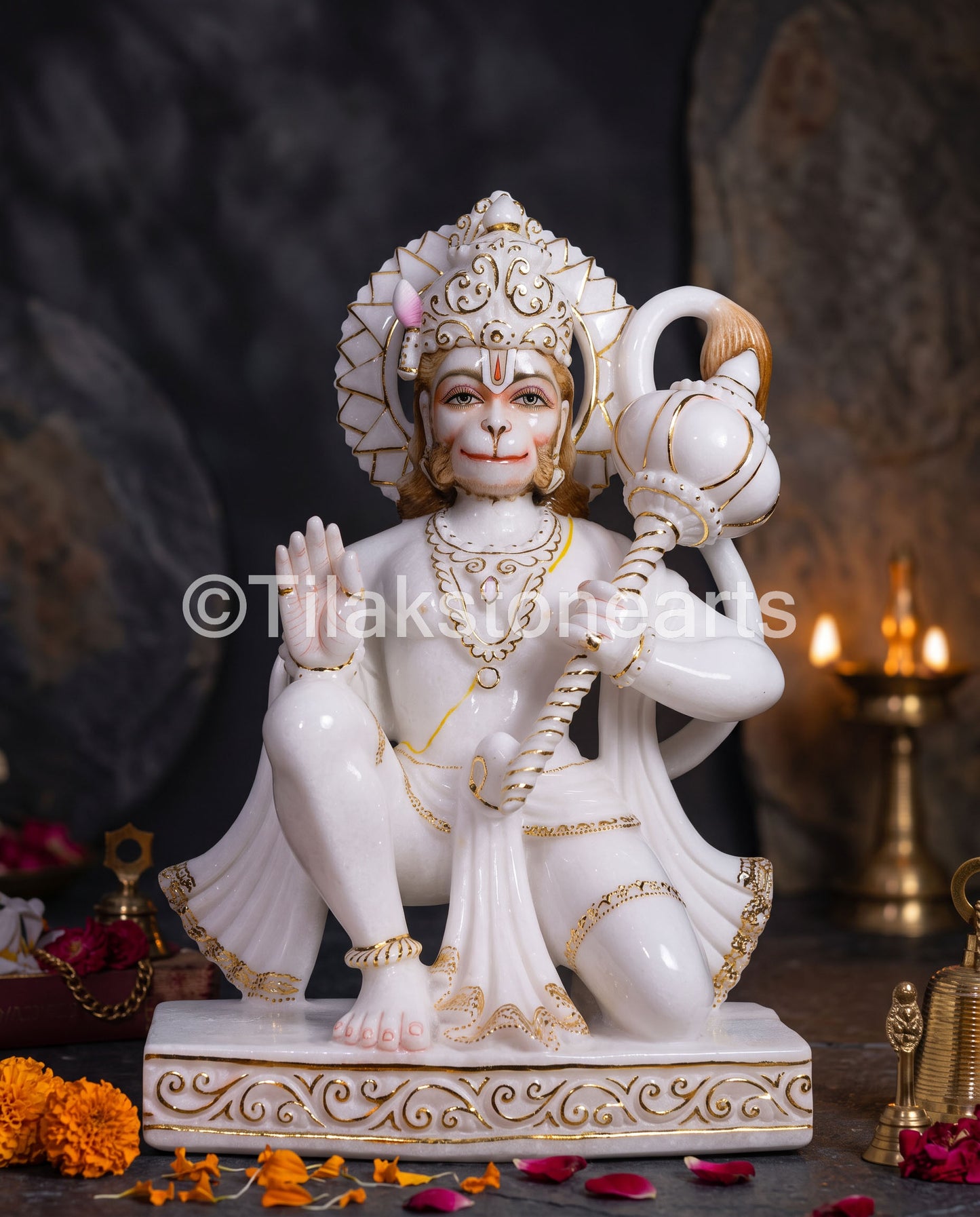 Lord Hanuman 21” Vietnam Pure White Marble Idol