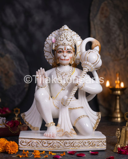 Lord Hanuman 21” Vietnam Pure White Marble Idol