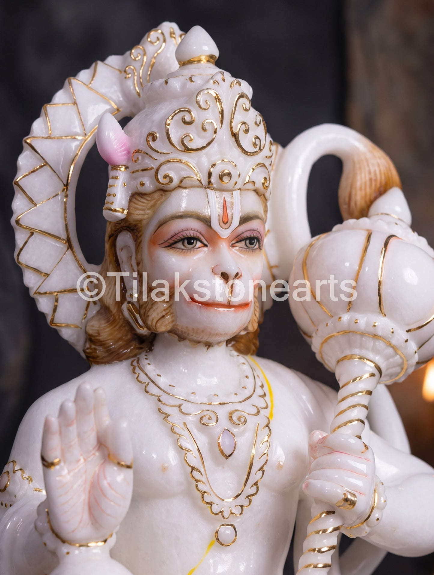 Lord Hanuman 21” Vietnam Pure White Marble Idol