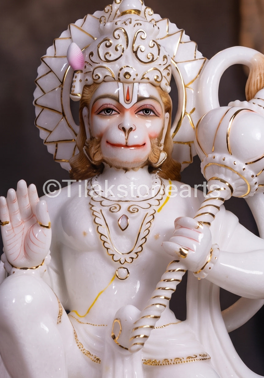 Lord Hanuman 21” Vietnam Pure White Marble Idol