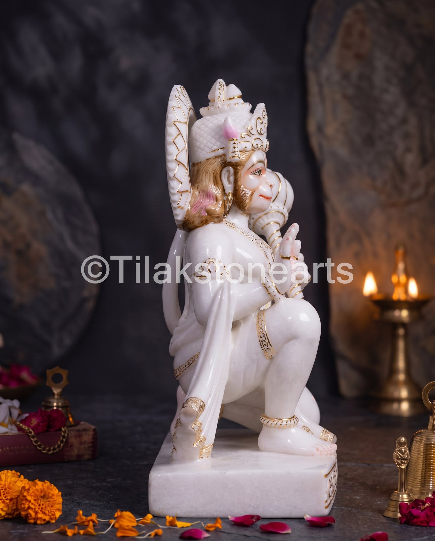 Lord Hanuman 21” Vietnam Pure White Marble Idol