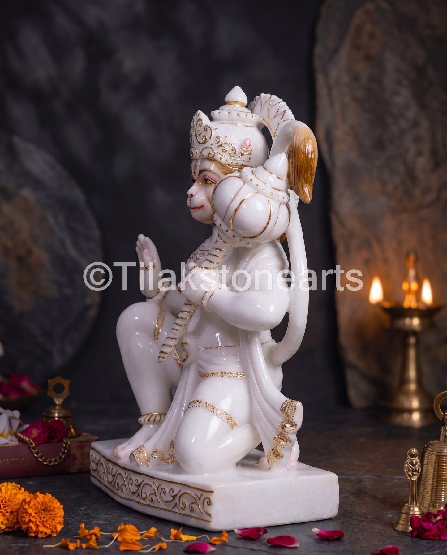 Lord Hanuman 21” Vietnam Pure White Marble Idol
