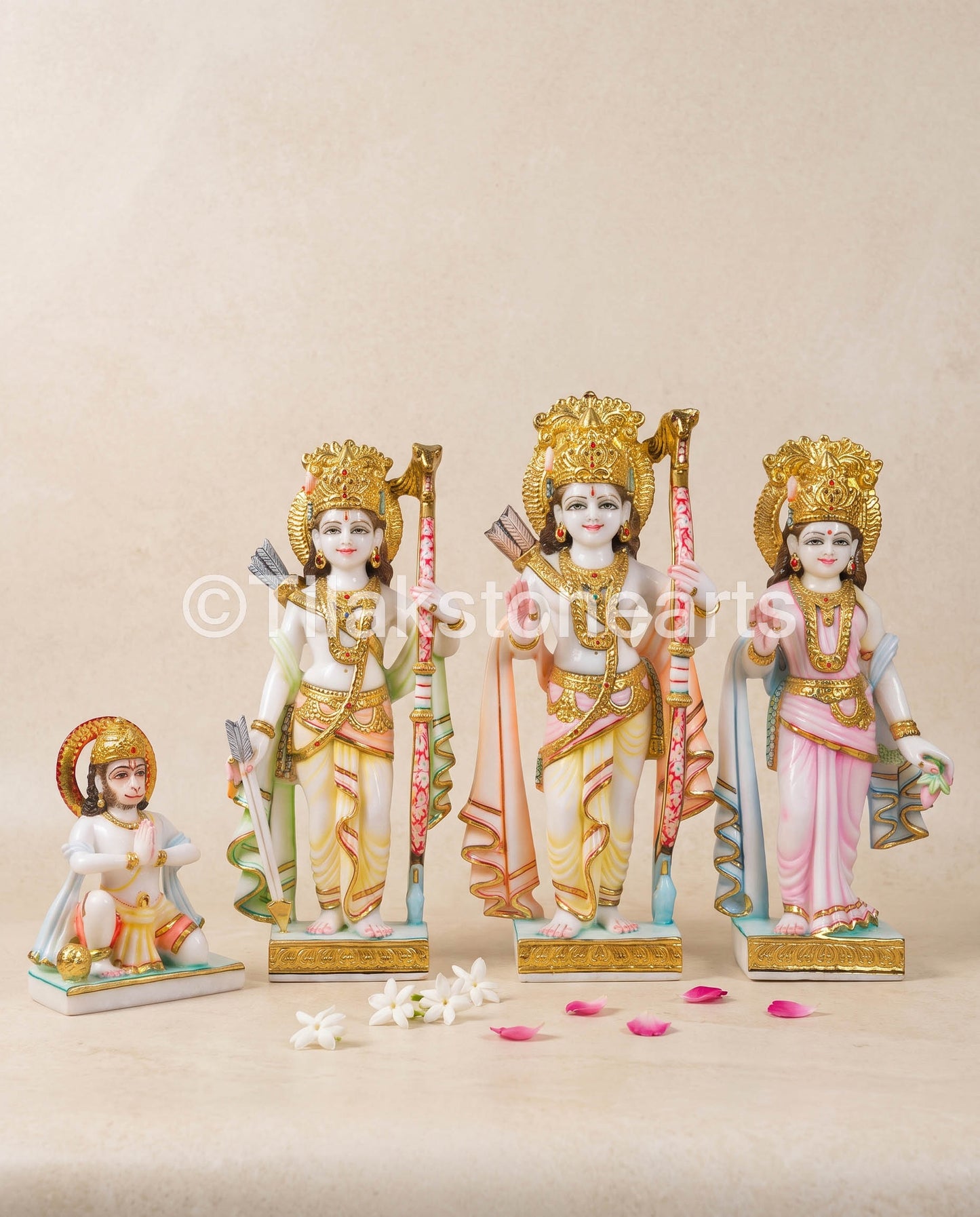 Ram Darbar Pair 18" Vietnam Pure White Marble Idol