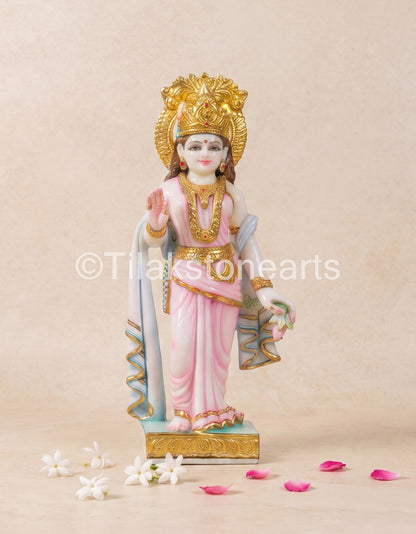 Ram Darbar Pair 18" Vietnam Pure White Marble Idol