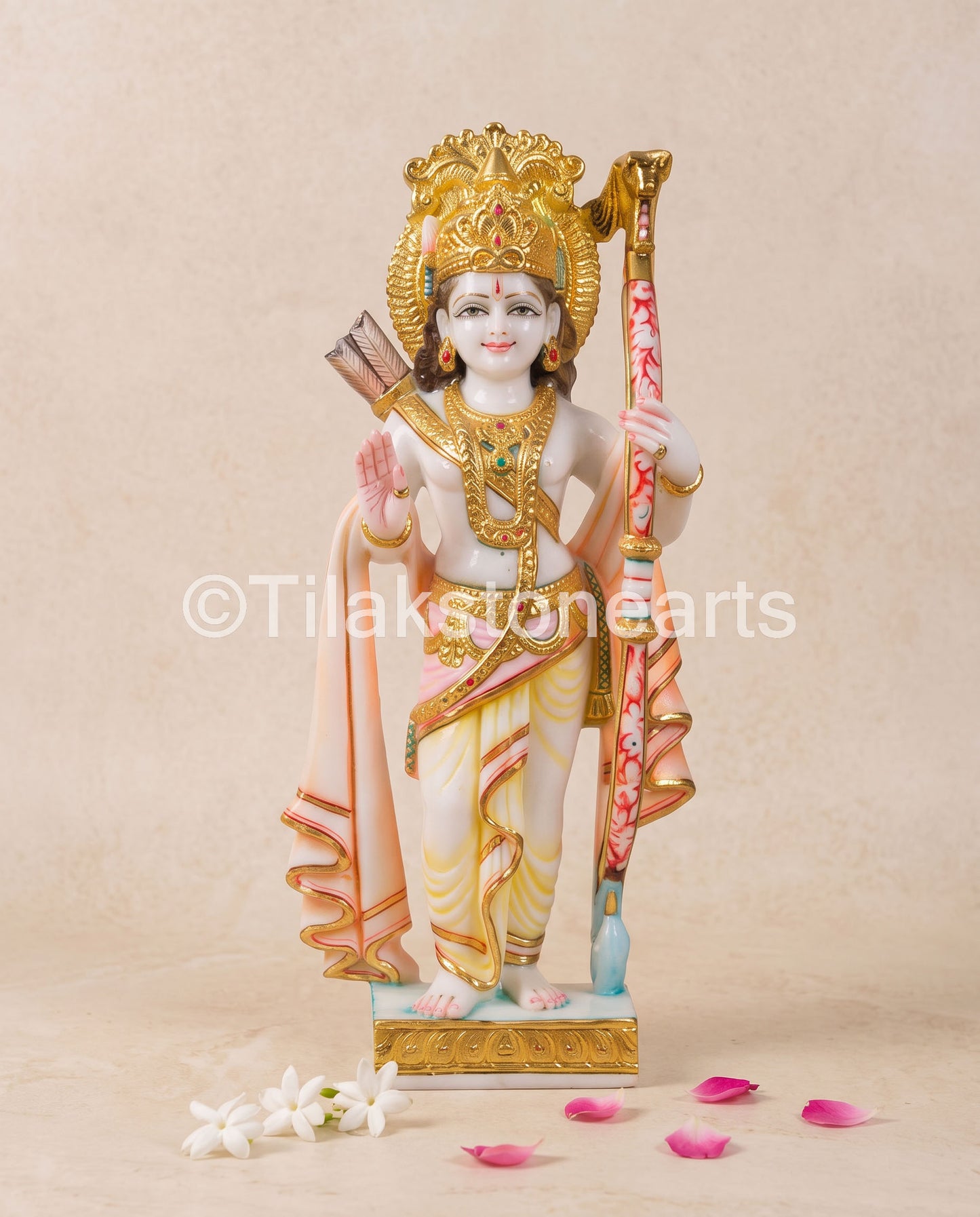 Ram Darbar Pair 18" Vietnam Pure White Marble Idol