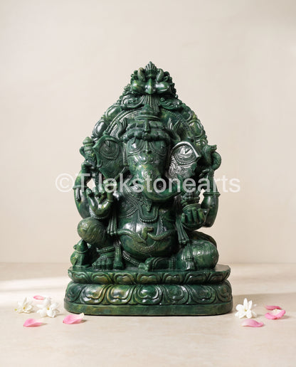 Lord Ganesha 25” Pure Natural Jade Onyx Stone Idol