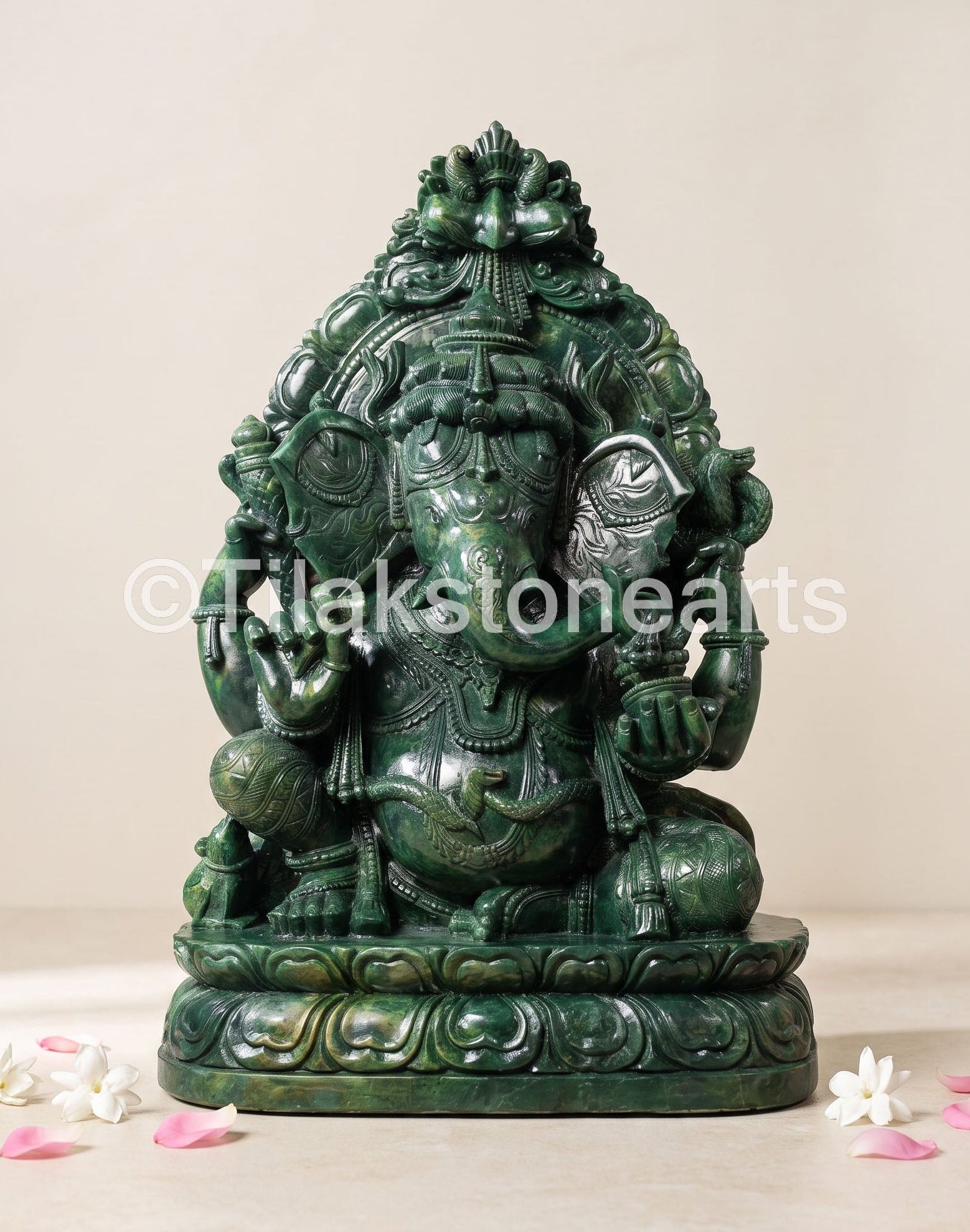 Lord Ganpati Ganesha 27" Pure Natural Jade Onyx Stone Idol