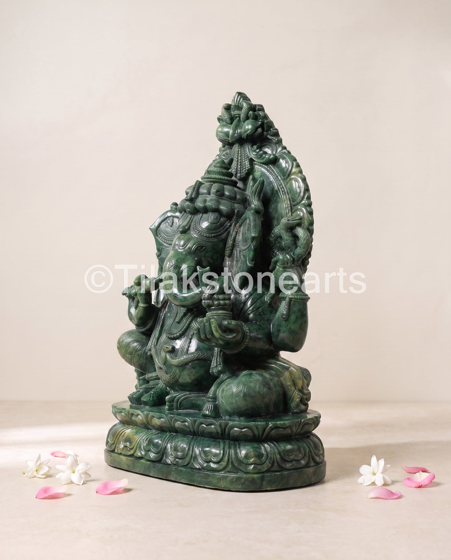 Lord Ganesha 25” Pure Natural Jade Onyx Stone Idol