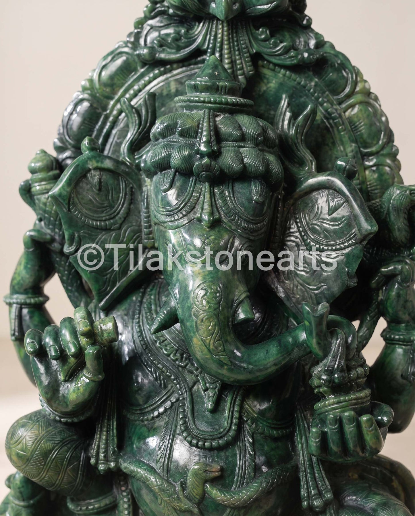 Lord Ganesha 25” Pure Natural Jade Onyx Stone Idol