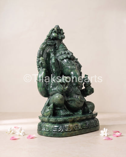 Lord Ganesha 25” Pure Natural Jade Onyx Stone Idol