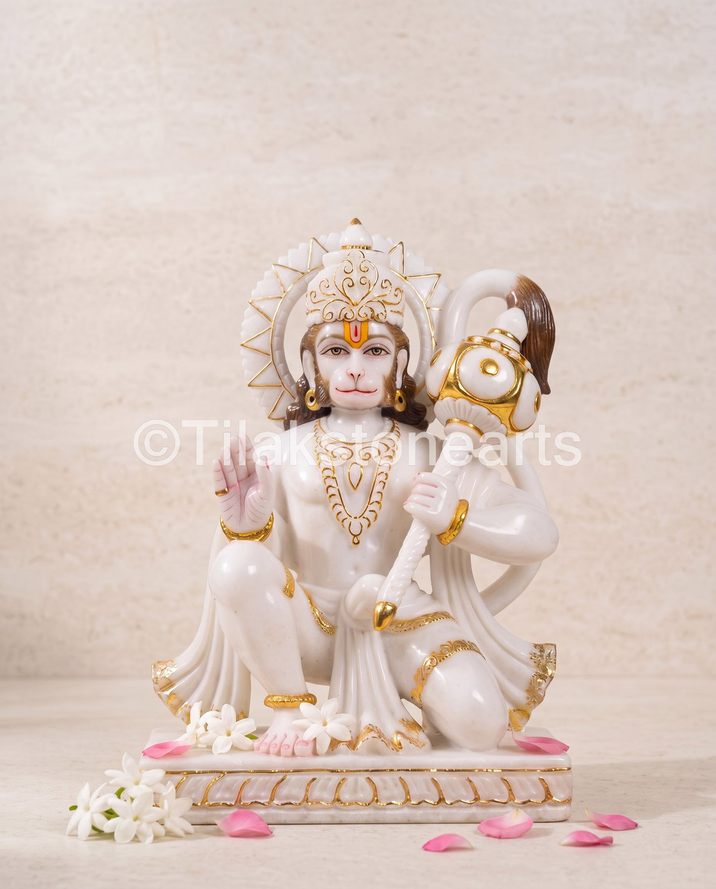 Lord Hanuman 18” Vietnam Pure White Marble Idol