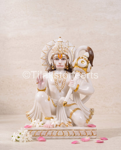 Lord Hanuman 18” Vietnam Pure White Marble Idol
