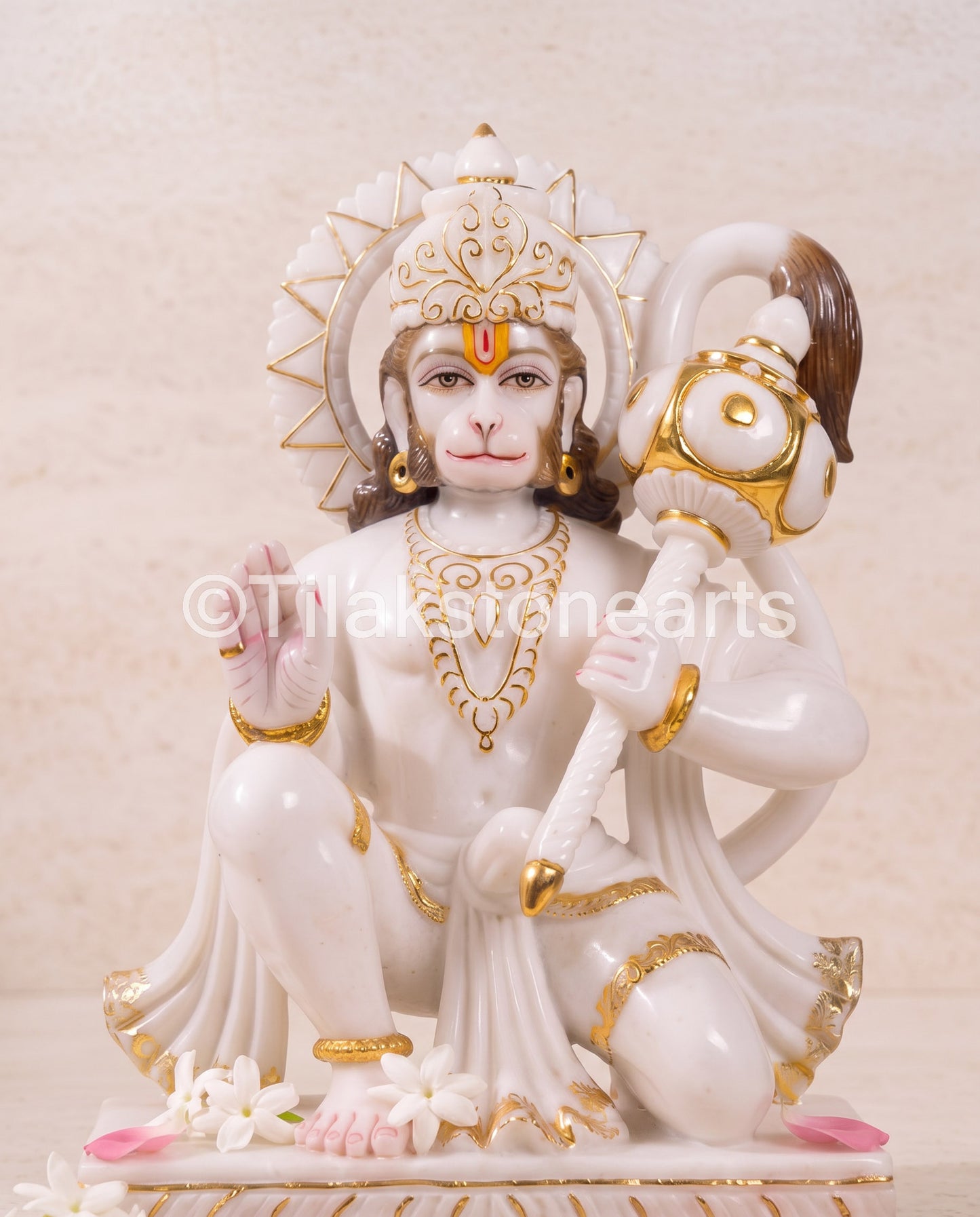 Lord Hanuman 18” Vietnam Pure White Marble Idol