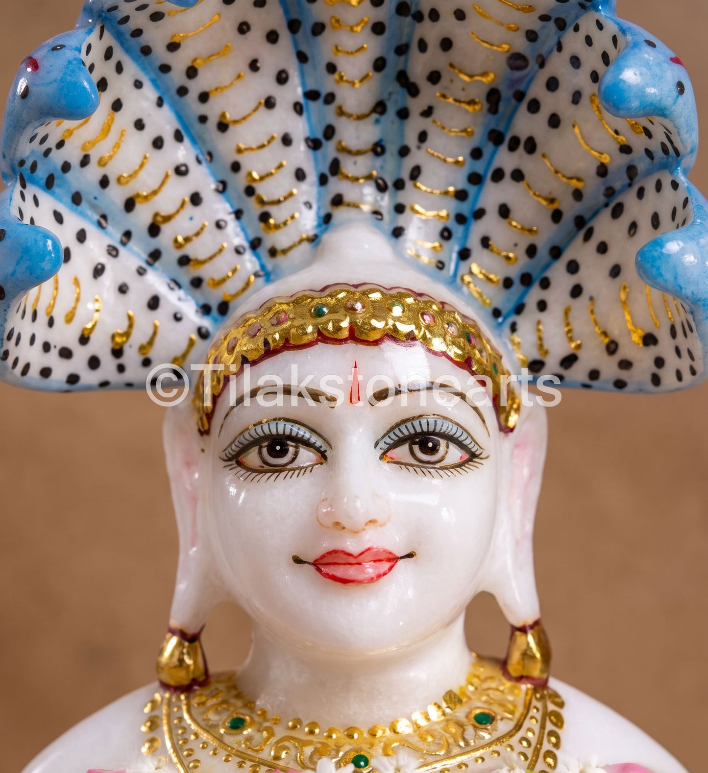Parshwanath Bhagwan Jain God 11" Vietnam Pure White Marble Idol