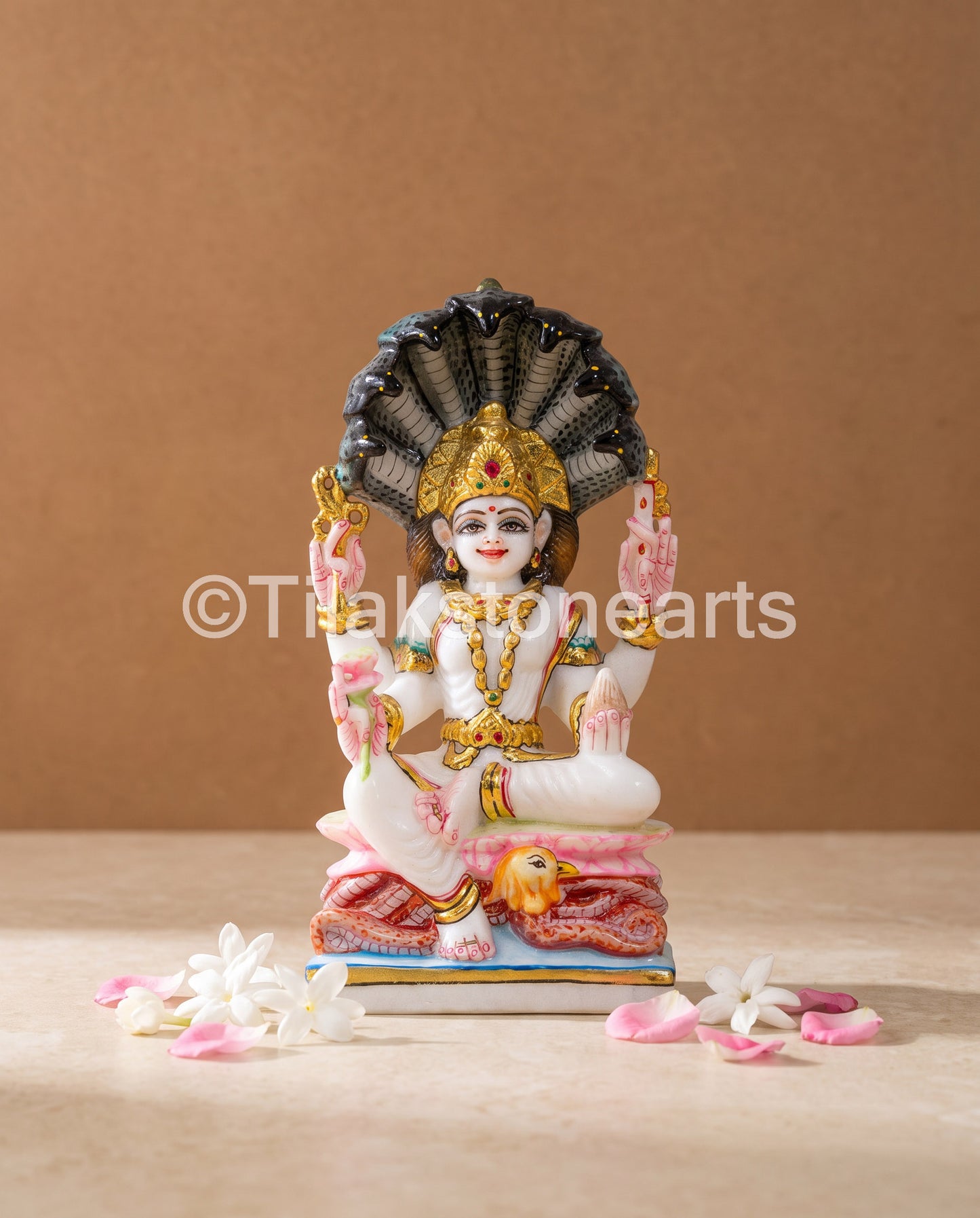 Maa Padmavati Jain God 9" Vietnam Pure White Marble Idol