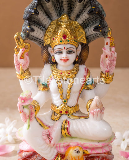 Maa Padmavati Jain God 9" Vietnam Pure White Marble Idol